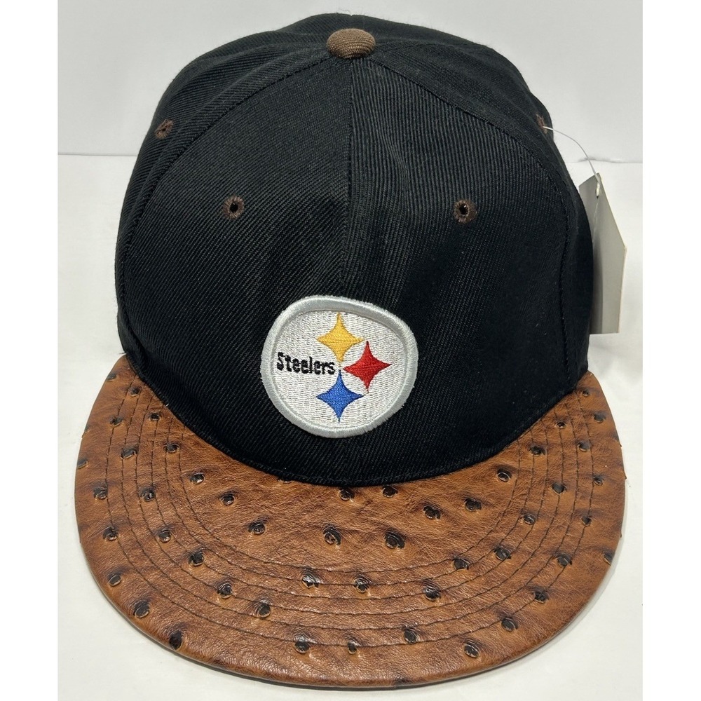 Pittsburgh Steelers NFL Football Leather Bill Look Snapback‎ Cap Rare HTF New